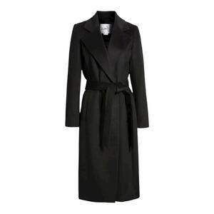 Sam Edelman Belted Navy Blue Wool Blend Long Coat Trench US 8 MSRP $240 NWOT